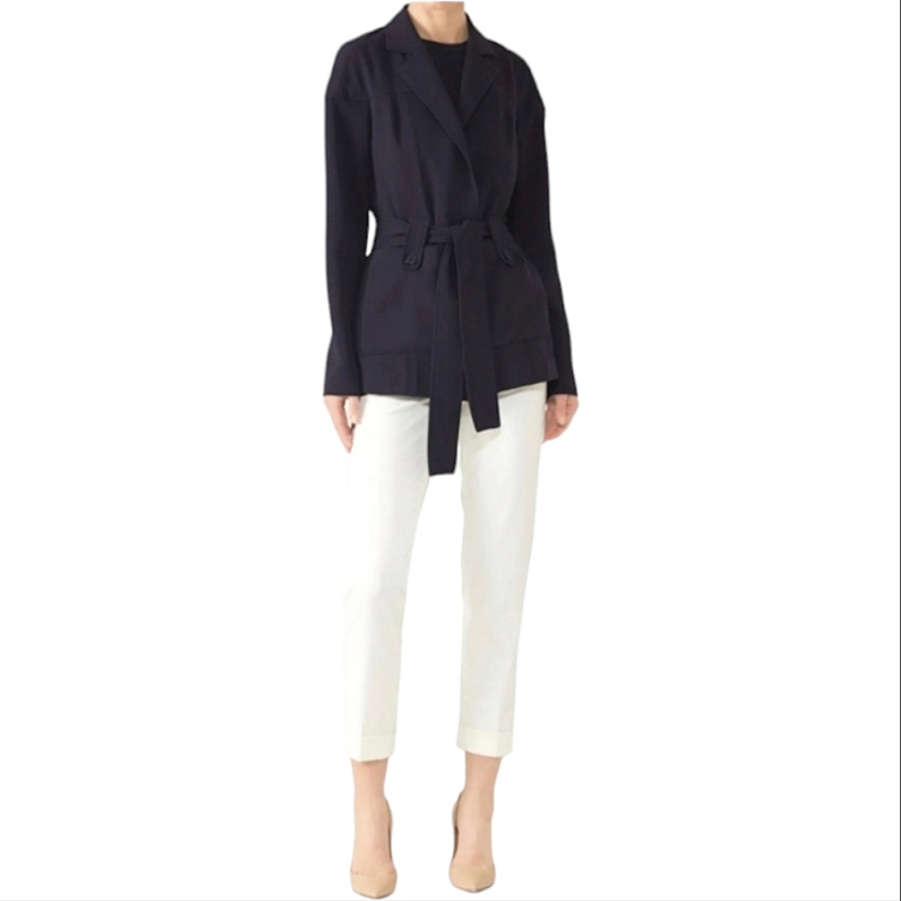 Derek Lam jacket belted cardigan navy blue wrap 40